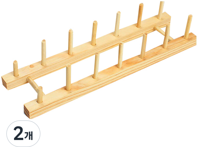 블럭마트 원목 접시꽃이 접시정리대 컵꽃이 7칸 36 x 11.5 x 7 cm, 2개