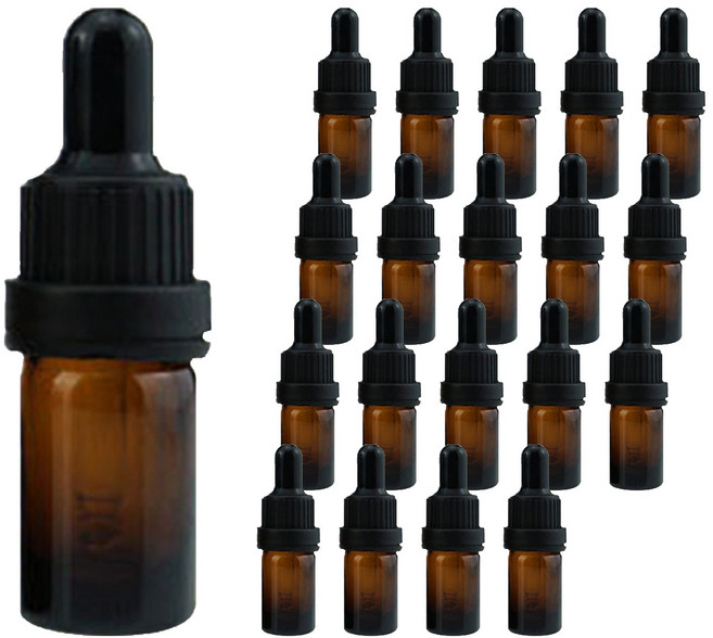 선동상사 스포이드 에센스 에센셜 오일 용기 5ml, 갈색, 20개