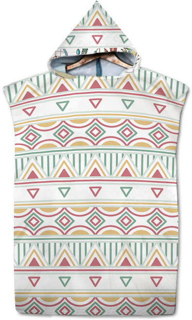 리아지오 서핑 비치 후드 판초 망토 가운 타월, 세모화이트, 1개