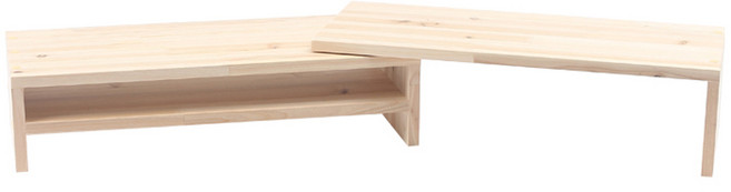 우드나인 원목 듀얼 모니터받침대 2단, 삼나무원목