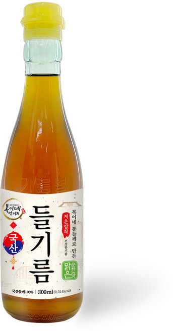 복이네먹거리 통들깨로 만든 저온압착 순한맛 국산 맑은 들기름, 300ml, 1개