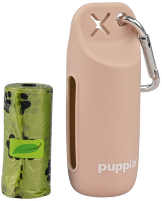 퍼피아 반려동물 실리콘 풉백 케이스 + 배변봉투 15p 세트, 핑크, 1세트