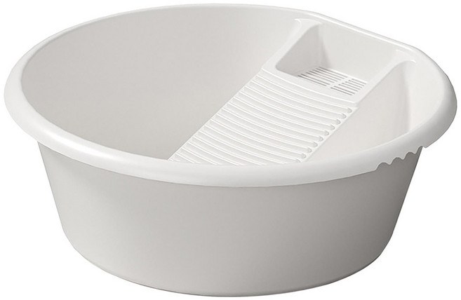 一體成型加厚多功能洗衣板水盆 大圓款, 白色, 1個