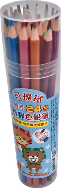 麻吉 三角桿可擦拭色鉛筆, 12色, 1組