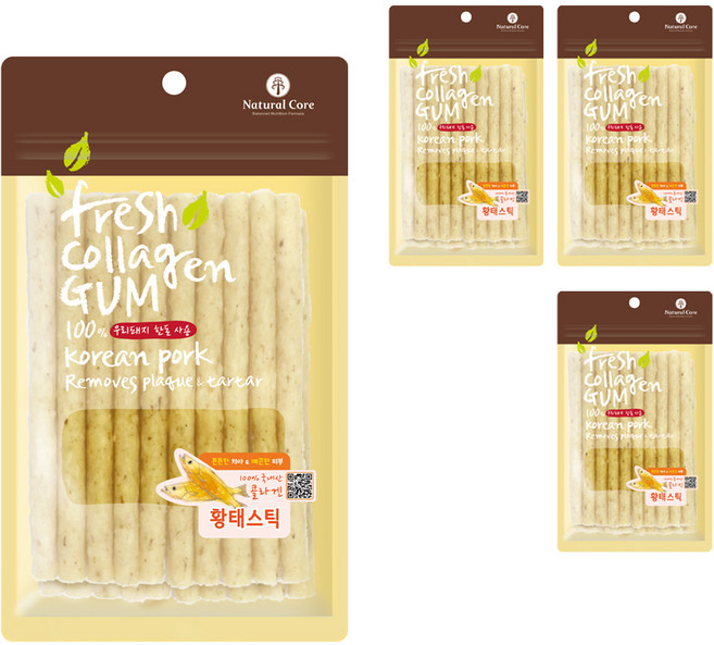 네츄럴코어 프레쉬 콜라겐 스틱 강아지 간식, 황태, 100g, 4개