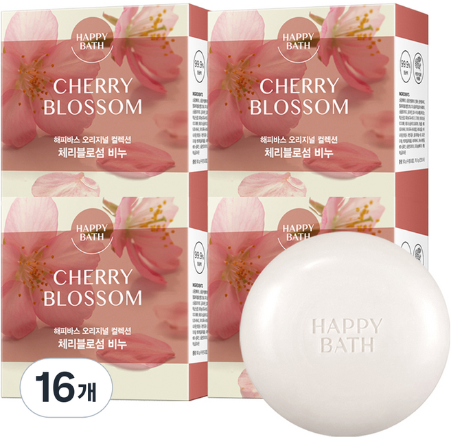 해피바스 오리지널 컬렉션 비누 체리블로섬, 90g, 16개