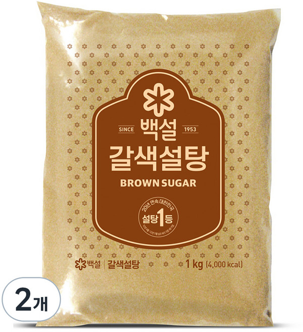백설 갈색설탕, 1kg, 2개