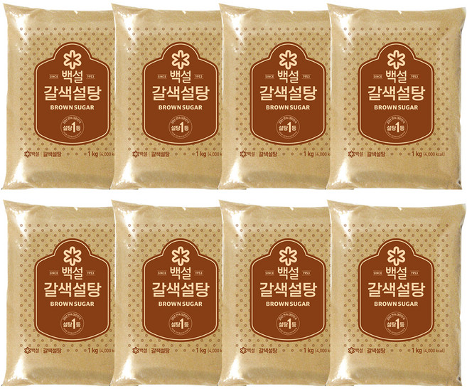 백설 갈색설탕, 1kg, 8개