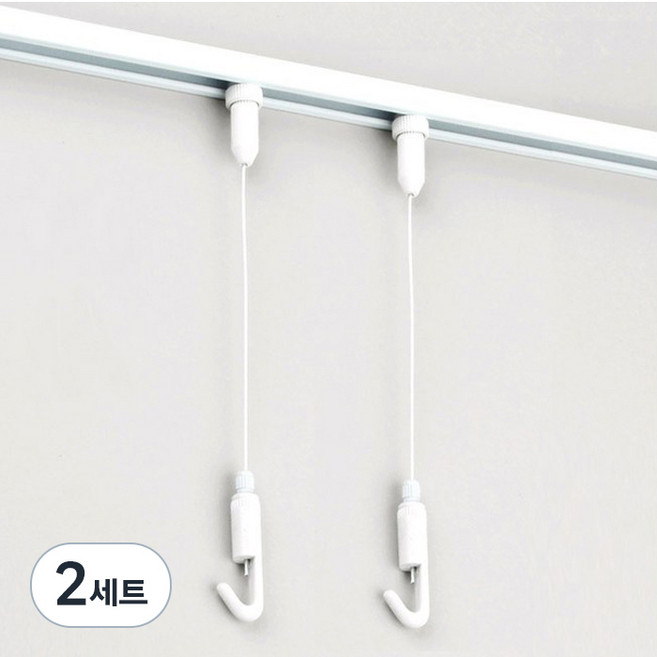 철물백화점 액자걸이 레일형 1m 2p + 레일 1m 세트, 화이트, 2세트