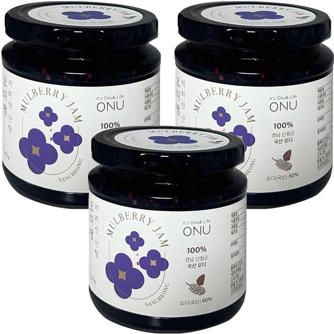 智異山山清桑葚果醬, 3個, 300g