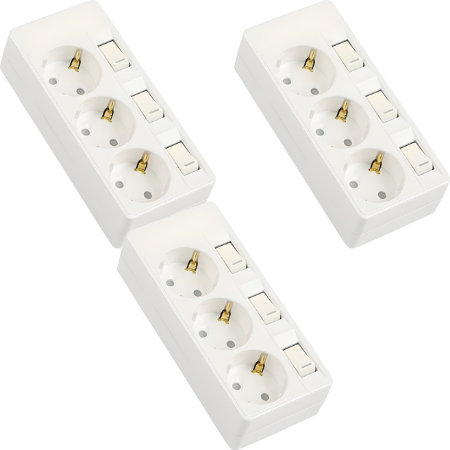 써보니 개별 절전형 멀티탭 16A 3구, 유백, 3개