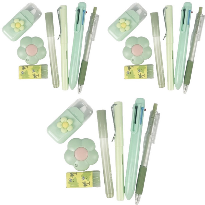 일상속반짝 학용품 7종 세트, 그린, 3세트