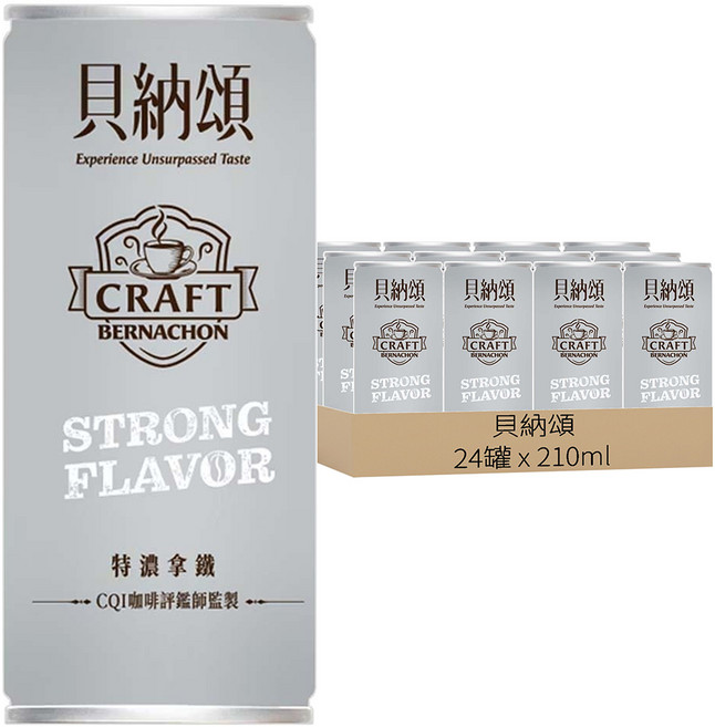 貝納頌 義式特濃拿鐵, 210ml, 24罐