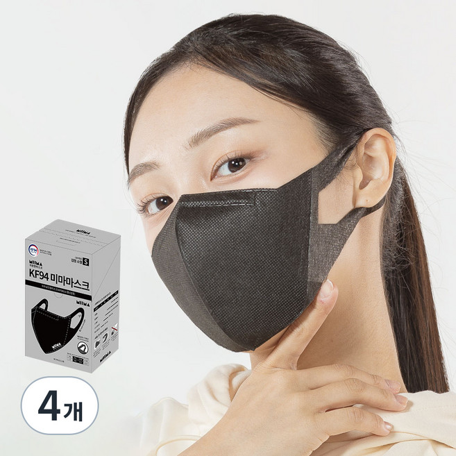 미마마스크 보건용 마스크 소형 KF94, 30개입, 4개, 검정
