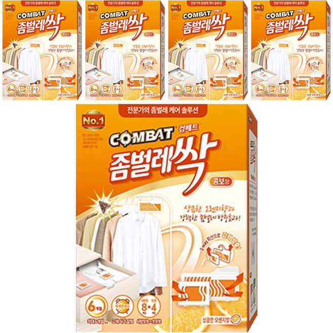 컴배트 좀벌레싹 알파 콤보팩 천연오렌지향 서랍용 8p + 옷장용 4p, 5개