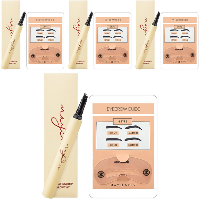 메이시크 롱픽스 핑거팁 눈썹 타투 아이브로우 틴트 1.2g, 다크브라운, 4개