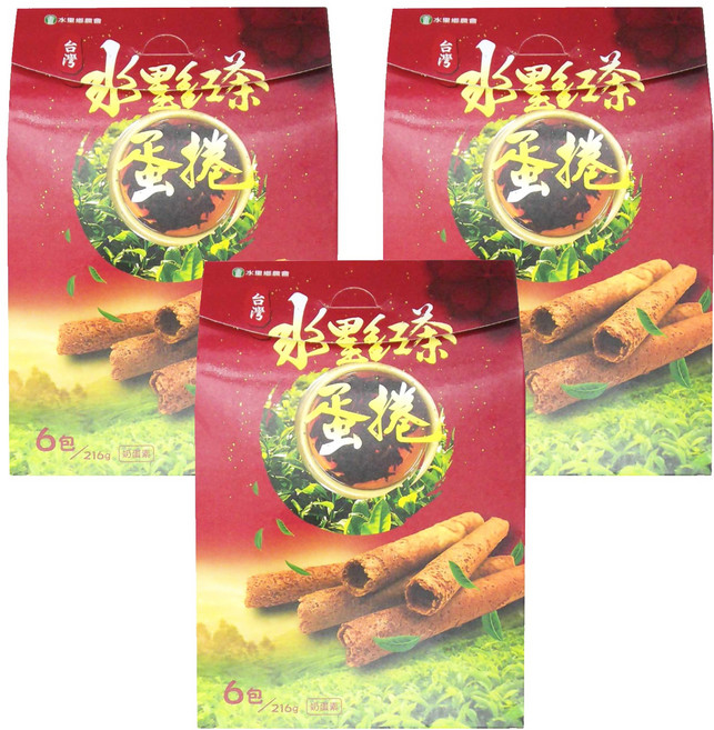 水里鄉農會 水里紅茶蛋捲 6包, 216g, 3盒