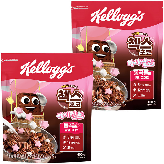 첵스초코 오곡으로 만든 마시멜로 시리얼, 400g, 2개