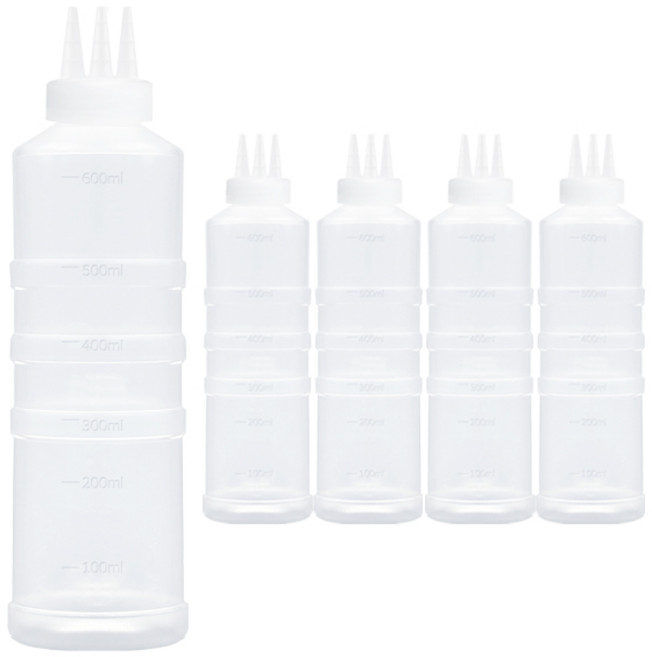 일상속반짝 국내생산 잘라쓰는 소스통 3구 뚜껑 미포함, 600ml, 5개