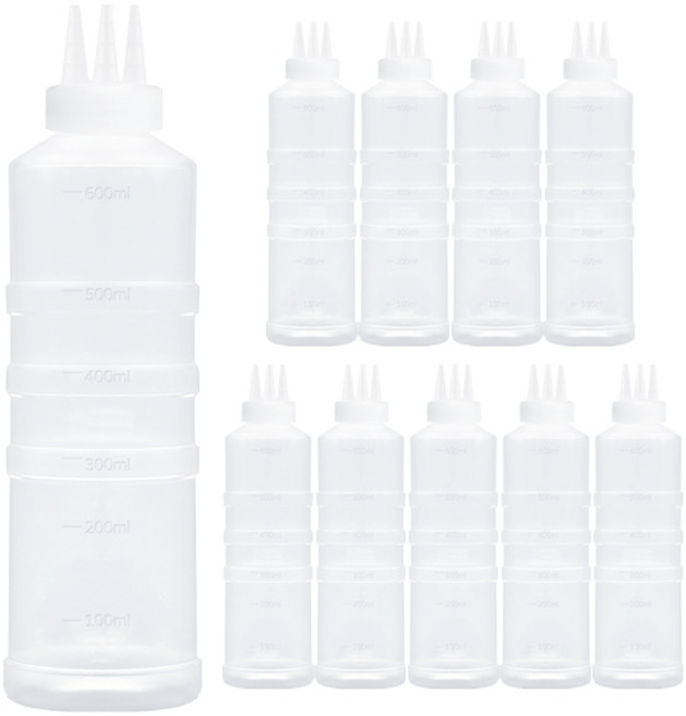 일상속반짝 국내생산 잘라쓰는 소스통 3구 뚜껑 미포함, 600ml, 10개