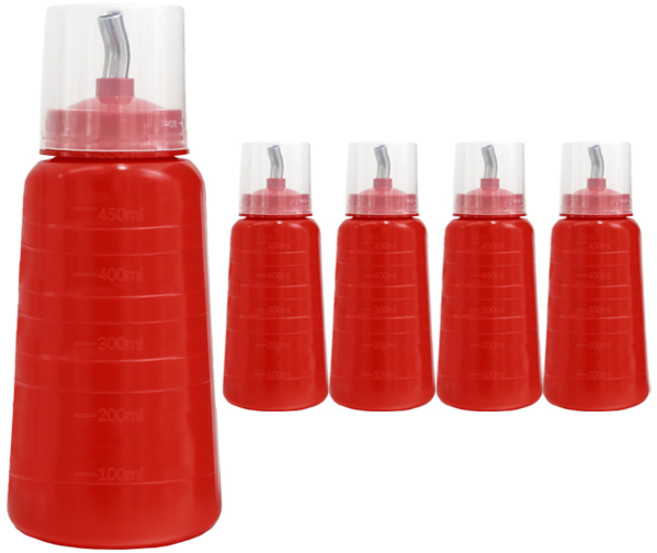 일상속반짝 국내생산 뚜껑 위생 초장 용기 레드, 450ml, 5개