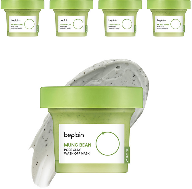 [비건뷰티] 비플레인 녹두 모공 클레이 워시오프 팩 120ml, 1개입, 5개