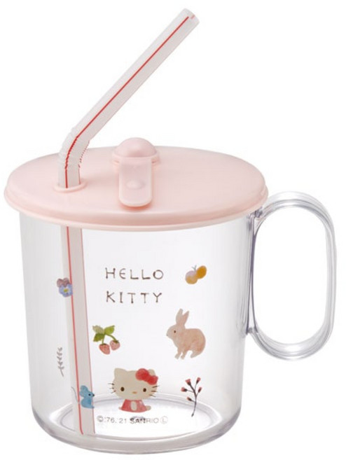 Skater KITTY 吸管杯, 透明色 + 粉色, 250ml, 1個
