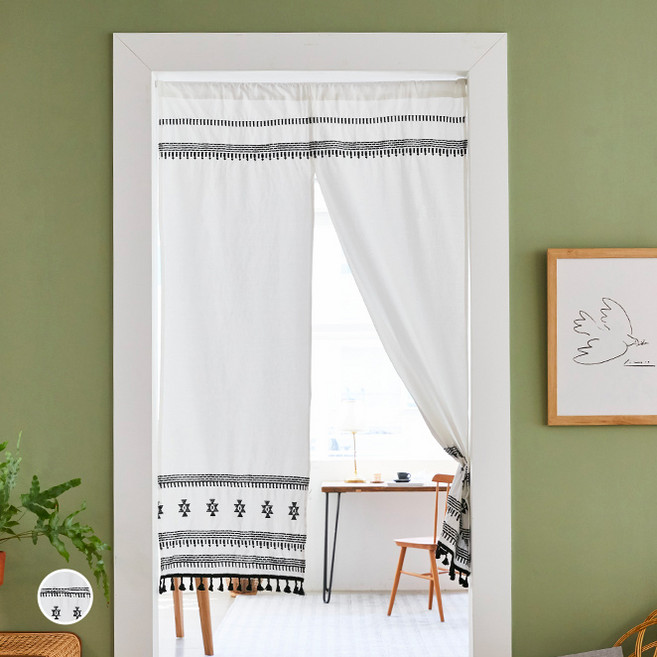 베베데코 자수 가리개 바란스 가림막커튼 블랑