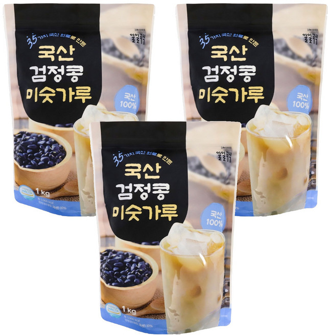 일일곡식 국산 검정콩 미숫가루, 1kg, 3개
