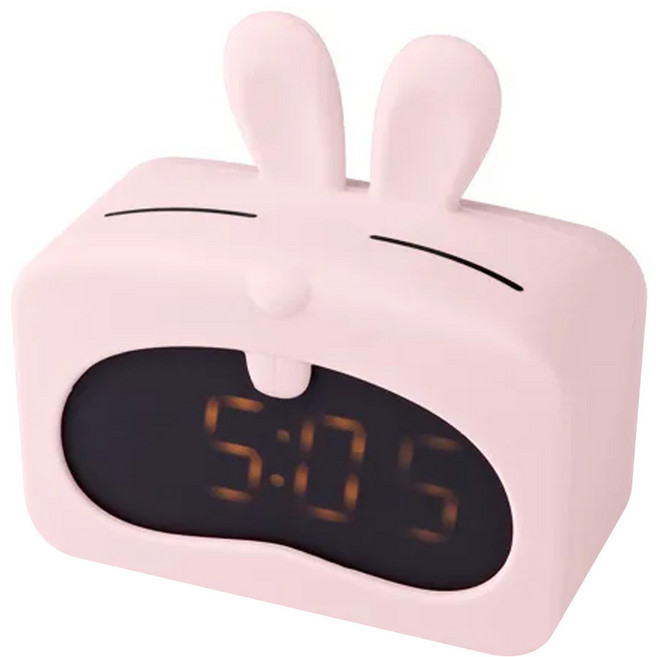 RONEVER 可愛動物鬧鐘, 粉兔 粉色 + 黑色, 1個