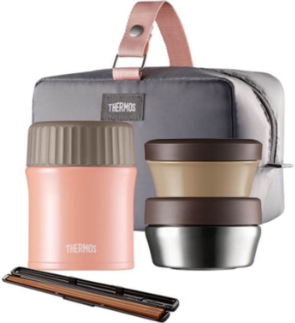 THERMOS 膳魔師 Plus 半半保溫便當盒 965ml TKLG-1000, 桃粉, 1組