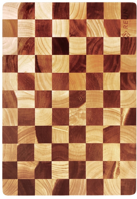 REuN 瑞恩 棋盤原木砧板, 茶色, 1個