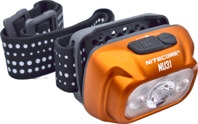 NITECORE 奈特科爾 550流明 三光源 金屬製 內建高續航電池 可充電 防水頭燈 NU31 145m, 冰橙, 1個