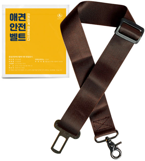 딩동펫 강아지 안전벨트, 브라운, 1개