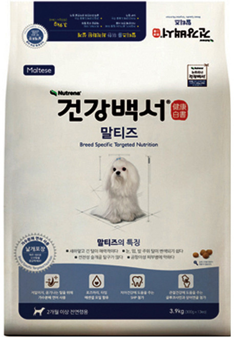 뉴트리나건강백서 전연령 강아지 기능성 사료, 말티즈, 3.9kg, 1개