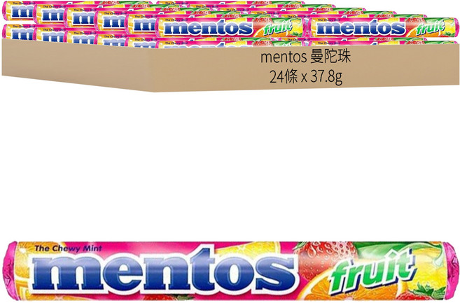 mentos 曼陀珠 綜合水果, 37.8g, 24條