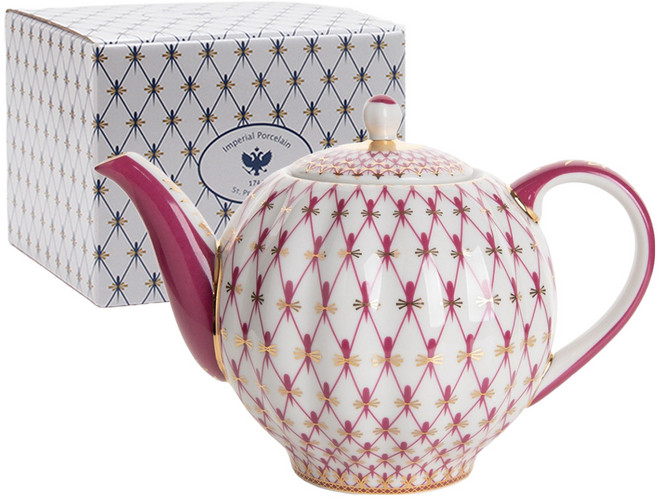 Imperial Porcelain 鬱金香茶壺, 網格藍, 1個, 600ml