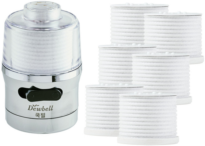 듀벨 쿡필 실버 코브라형 주방 필터 헤드 + 카본 리필필터 6p, 1개, 무향