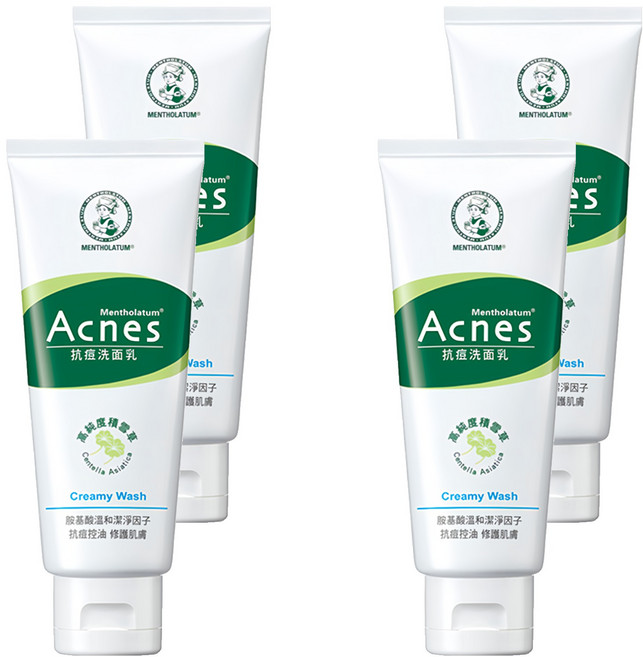 MENTHOLATUM 曼秀雷敦 Acnes 台灣公司貨 抗痘洗面乳, 100g, 4條