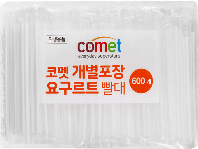 코멧 개별포장 요구르트 빨대, 600개입, 1개