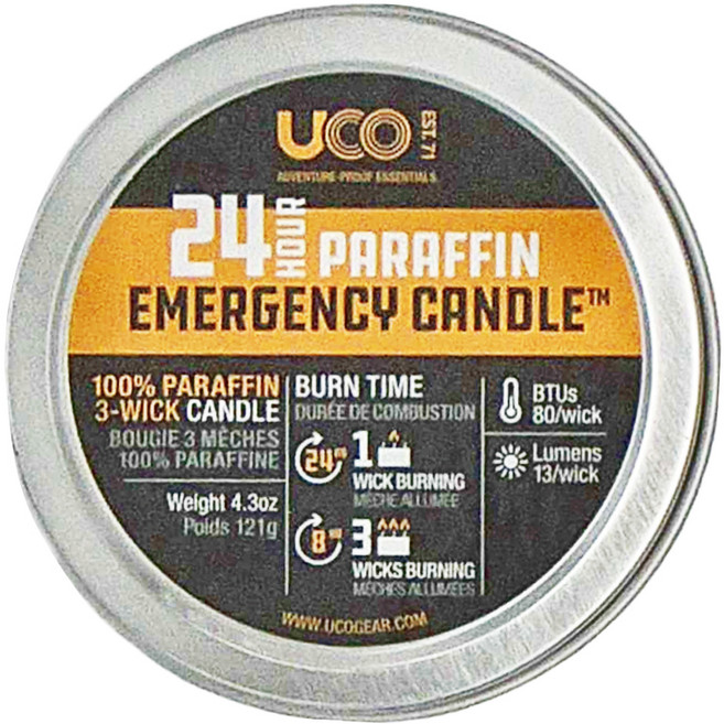UCO 24HR Paraffin E-Candle 救難石蠟蠟燭, Unscented, 1個, 172g