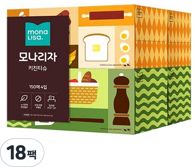 모나리자 키친티슈 150매, 72개