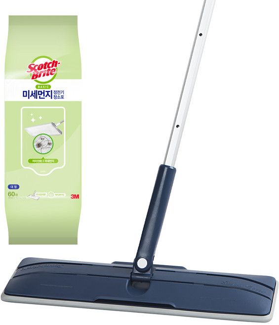 스카치브라이트 올터치 더블액션 막대걸레 + 정전기청소포 60매, 1세트