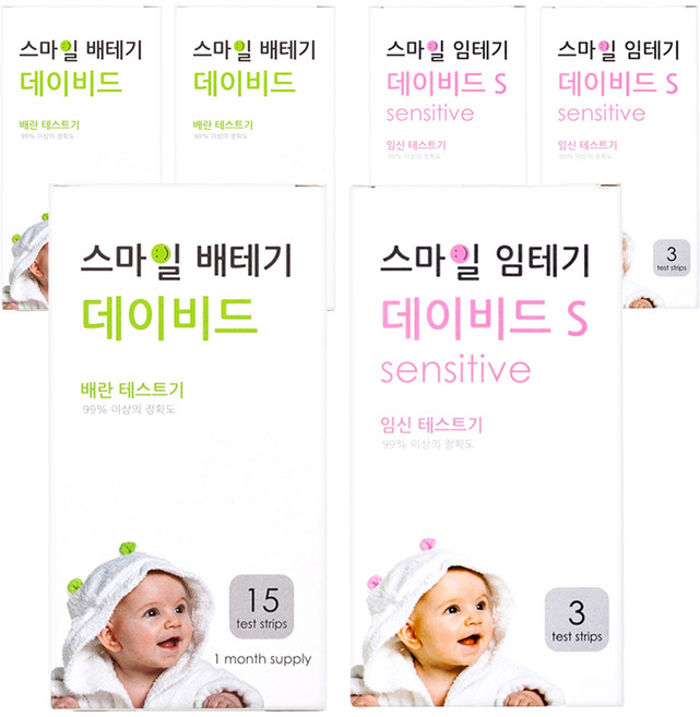 스마일랩 스마일 데이비드 배란테스트기 15p + 스마일 임신테스트기 S 3p, 18개입, 3세트