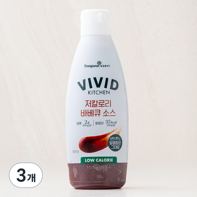 비비드키친 저칼로리 바베큐 소스, 3개, 280g