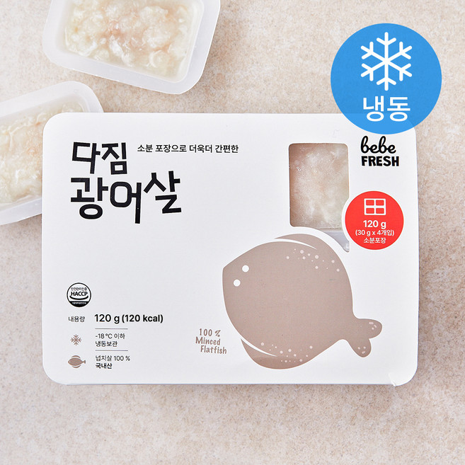 베베프레시 다짐 광어살 4개입 (냉동), 1개, 120g