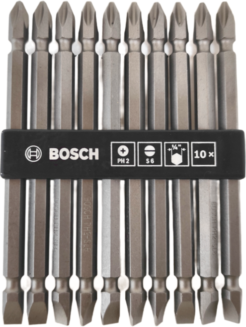 BOSCH 博世 台灣公司貨 雙頭螺絲起子頭 2608522266 110mm 鐵灰色 10支, 1組