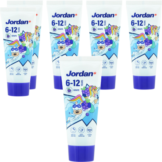 JORDAN清新水果味兒童牙膏, 6條, 75g