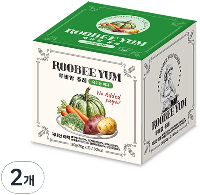 루비얌 유기농 퓨레 2개입, 야채맛, 160g, 2세트 - 쿠팡