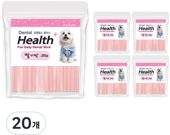 덴탈헬스 강아지 플러스 자이언트 치석제거용껌, 딸기, 250g, 20개